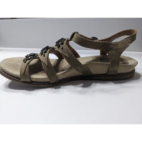 Earthies Brown Leather StrapOn Sandals Sz 7B Bello Olive Brown Beaded Design - Picture 5 of 14